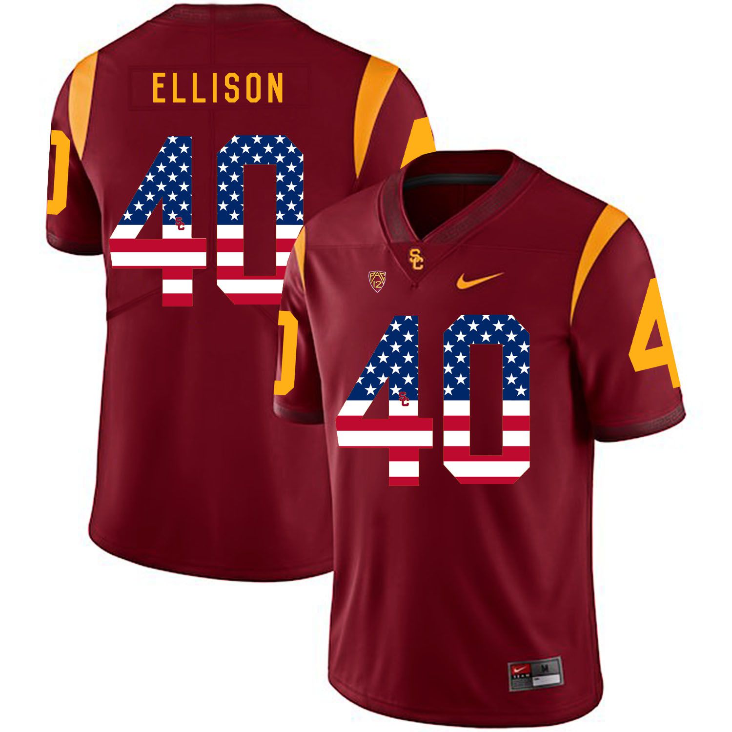 Men USC Trojans 40 Ellison Red Flag Customized NCAA Jerseys